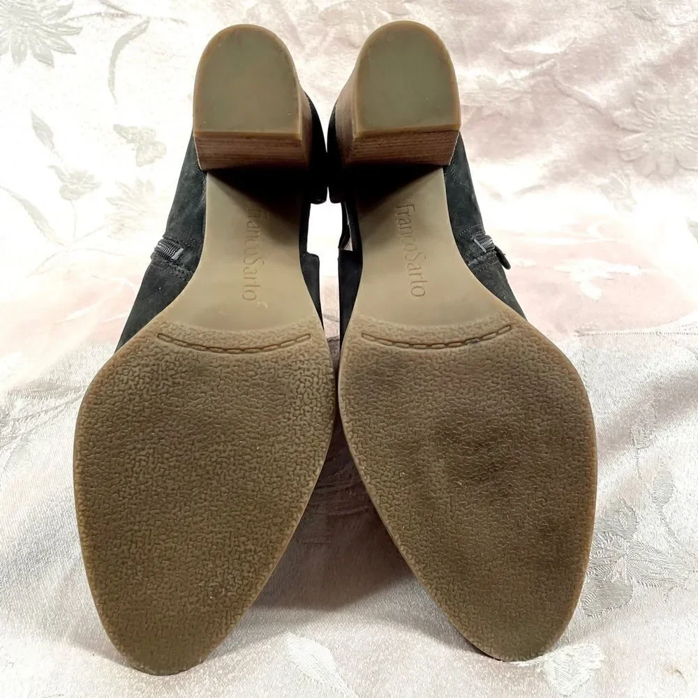 BLACK LEATHER FRANCO SARTO ANKLE BOOTS SIZE 7.5